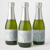 サンドドル海ビーチ夏ターコイズ白 スパークリングワインラベル (ボトル)