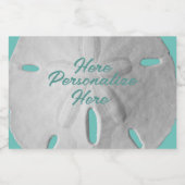 サンドドル海ビーチ夏ターコイズ白 スパークリングワインラベル (シングルラベル)