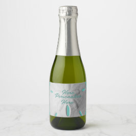 サンドドル海ビーチ夏ターコイズ白 スパークリングワインラベル