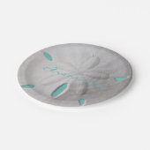 サンドドル海ビーチ夏ターコイズ白 ペーパープレート (アングル)