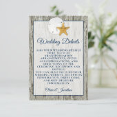 サンドドル素朴ビーチ流木結婚の詳細 エンクロージャーカード (スタンド正面)