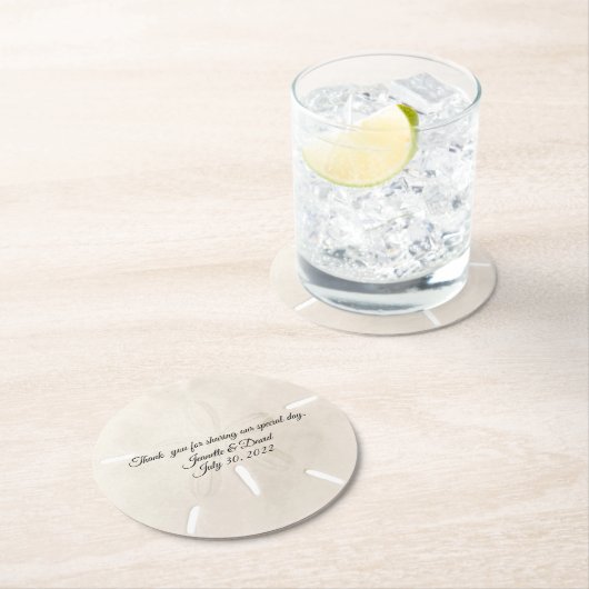 サンドドル結婚式の引き出物 ラウンドペーパーコースター (インサイチュ)