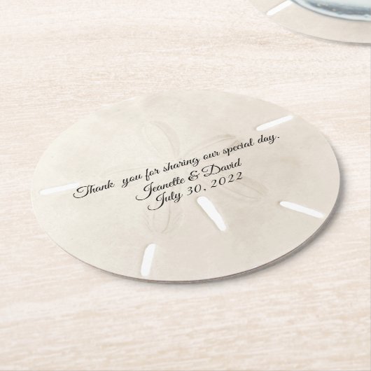 サンドドル結婚式の引き出物 ラウンドペーパーコースター (アングル)