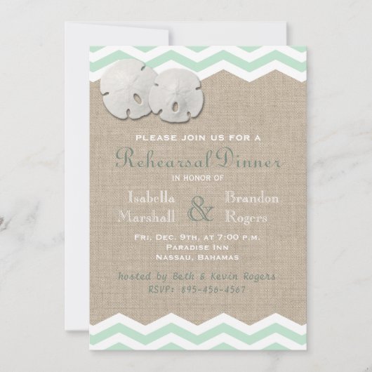 サンドドル&シェブロンのリハーサルディナー 招待状 (正面)