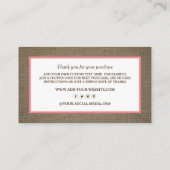 サンドドル&バーラップビジネスサンキューカード 名刺 (裏面)