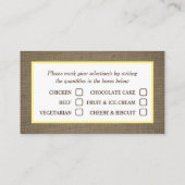 サンドドル&バーラップメニュー選択カード 名刺 (裏面)