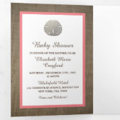 サンドドル&バーラップ、ビーチベビーシャワースイート 三つ折り招待状 (内部最初)