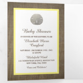 サンドドル&バーラップ、ビーチベビーシャワースイート 三つ折り招待状 (内部最初)