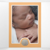 サンドドル&バーラップ、3フォトコラージュベビー誕生 三つ折り案内状 (内部中)