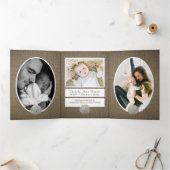 サンドドル&バーラップ、4フォトコラージュベビー誕生 三つ折り案内状 (内部)