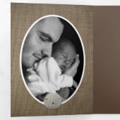 サンドドル&バーラップ、4フォトコラージュベビー誕生 三つ折り案内状 (内部最初)