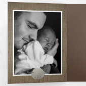 サンドドル&バーラップ、5フォトコラージュベビー誕生 三つ折り案内状 (内部最初)