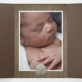 サンドドル&バーラップ、5フォトコラージュベビー誕生 三つ折り案内状 (内部中)