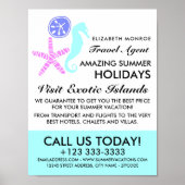 サンドドル、ヒトデ、シーホース、旅行代理店 ポスター (正面)