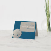 サンドドル、海ブルービーチ結婚式ありがとう サンキューカード (正面)