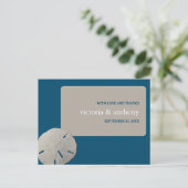 サンドドル、海ブルービーチ結婚式ありがとう ポストカード (スタンド正面)