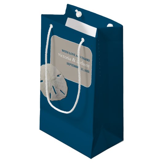 サンドドル、海ブルービーチ結婚式の好意 スモールペーパーバッグ (正面アングル)