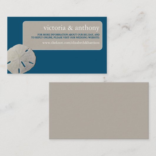 サンドドル、海ブルービーチ結婚式サイト エンクロージャーカード (正面/裏面)