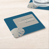 サンドドル、海ブルービーチ結婚式 スクエアペーパーコースター (アングル)