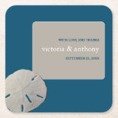 サンドドル、海ブルービーチ結婚式 スクエアペーパーコースター (正面)