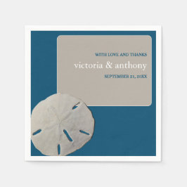 サンドドル、海ブルービーチ結婚式 スタンダードカクテルナプキン