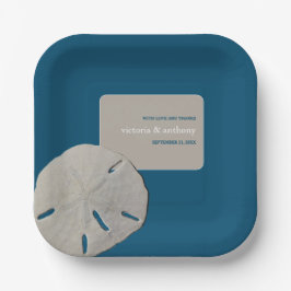 サンドドル、海ブルービーチ結婚式 ペーパープレート