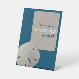 サンドドル、海ブルービーチ結婚式 台座サイン