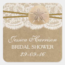 サンドド素朴ルビーチブライダルシャワー スクエアシール