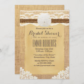 サンドド素朴ルヴィンテージバーラップブライダルシャワー 招待状 (正面/裏面)