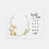 サンドナットストアパーソナライズされたキリンベビーマイルストーン フリースブランケット (正面(横))