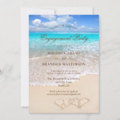 サンドハートブルー海ビーチ婚約パーティ 招待状 (正面)