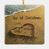 サンドハート熱帯の初のクリスマスビーチ セラミックオーナメント (正面)