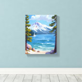 サンドハーバービーチレイクタホ絵を描ズ キャンバスプリント (インサイチュ (ウッドフロア))