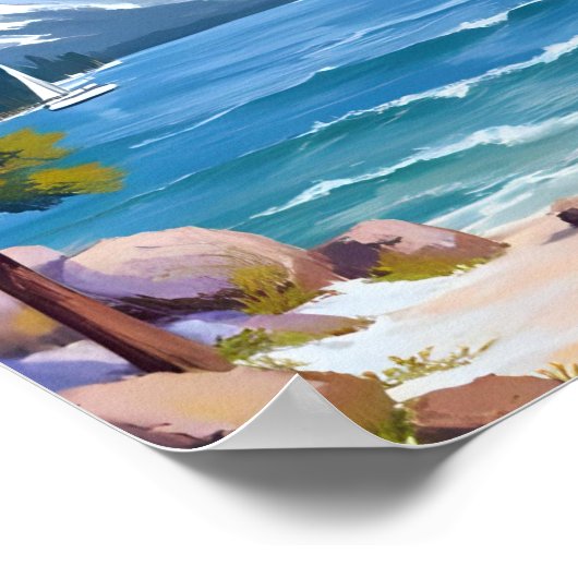 サンドハーバービーチレイクタホ絵を描ズ ポスター (角)