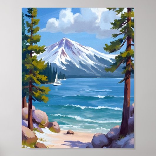 サンドハーバービーチレイクタホ絵を描ズ ポスター (正面)