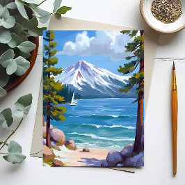 サンドハーバービーチレイクタホ絵を描ズ ポストカード