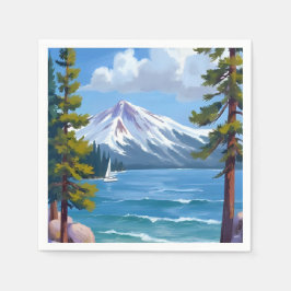 サンドハーバービーチ レイクタホ 絵画 スタンダードカクテルナプキン