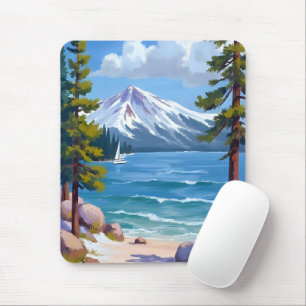 サンドハーバー ビーチ レイク タホ 絵画 マウスパッド