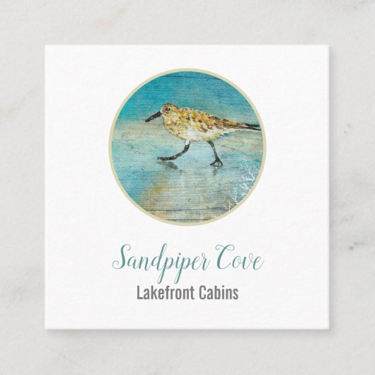 サンドパイパーバードビーチ沿岸レンタル スクエア名刺 (正面)