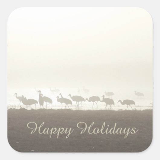 サンドヒルクレーンズインザミストハッピーホリデイズ スクエアシール (正面)