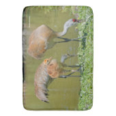 サンドヒルクレーン親と雛 バスマット (正面縦)