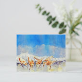 サンドピアス，ビーチ，波，海，水色 ポストカード (スタンド正面)