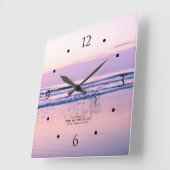 サンドピアズアットドーンオンザ海ビーチ時計 スクエア壁時計 (傾斜)