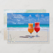 サンドフラットカードの新しいアドレスビーチライフカクテル サンキューカード (正面/裏面)