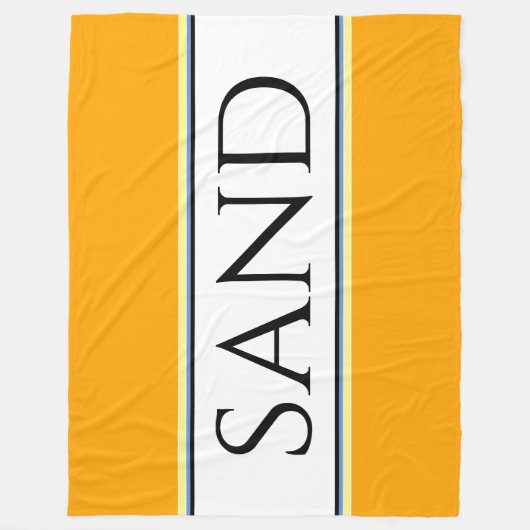 サンドブライトゴールデンイエローホワイトレースストライプズ フリースブランケット (正面)