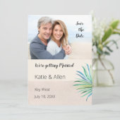 サンドブラシストロークベージュ写真日付を保存 セーブザデート (スタンド正面)