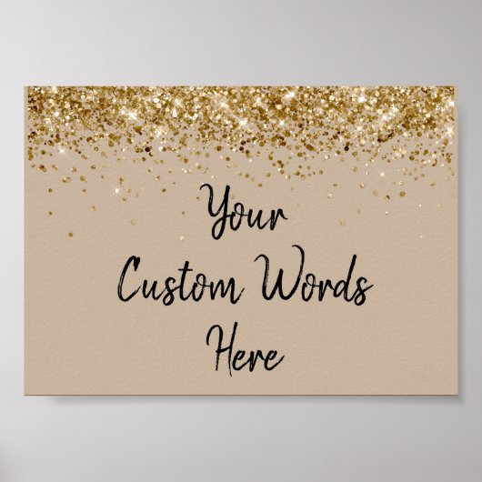 サンドブラック金ゴールドグリッター誕生日パーティー記念日 ポスター (正面)