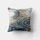 サンドベージュブラウングレーティール(緑がかった色)ブルーサークル クッション (裏面)