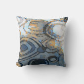 サンドベージュブラウングレーティール(緑がかった色)ブルーサークル クッション (正面)