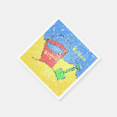 サンドペールとショベルビーチイエローレッドブルーパーティー スタンダードカクテルナプキン (角)